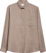 Sunspel Brushed Cotton Flannel Button-Down Shirt