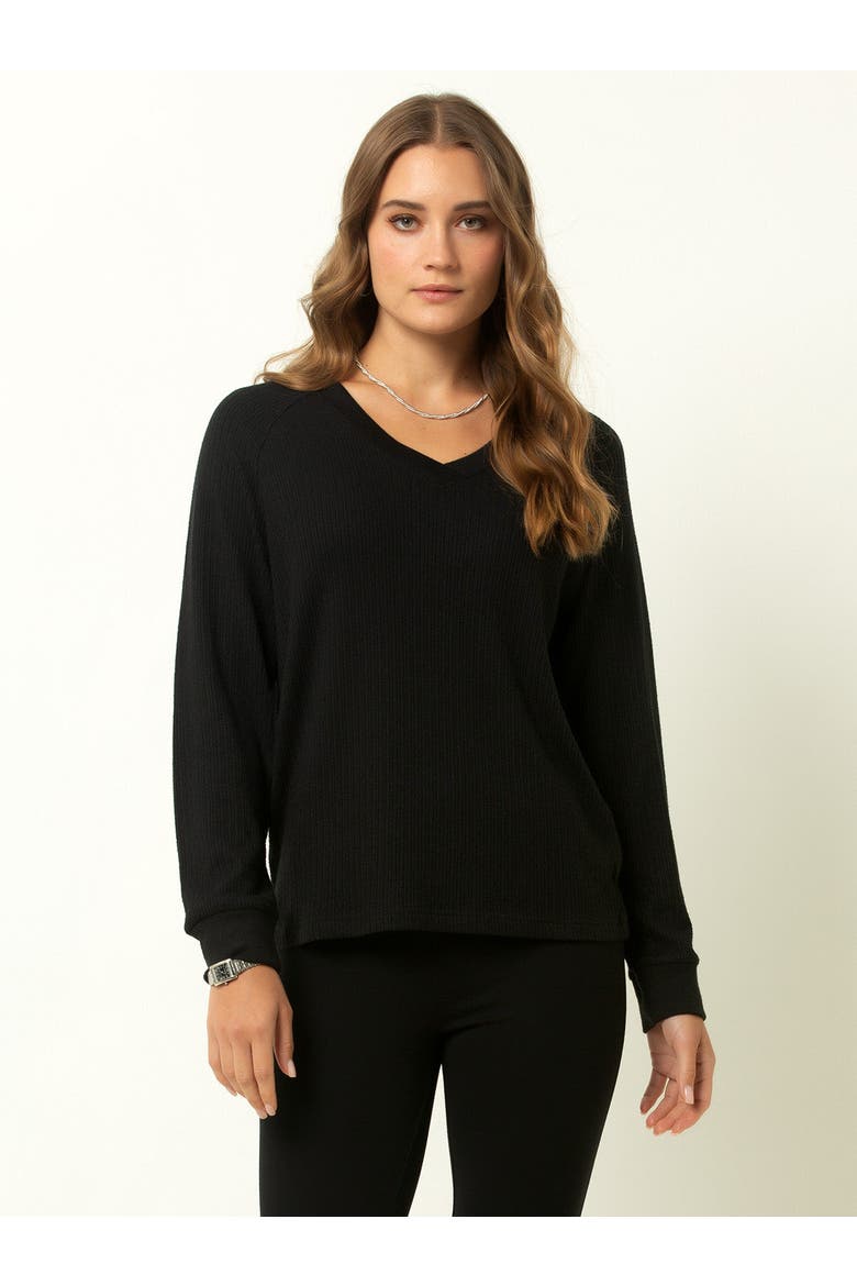 Classic Ribbed V-Neck Sweater, Main, color, Black