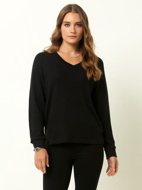 Single Stitch Classic Ribbed V-Neck Sweater