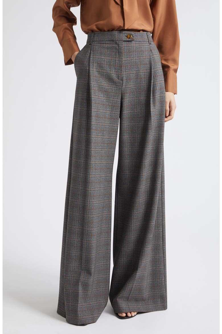 High Waist Wide Leg Pants, Main, color, GREY CHECK