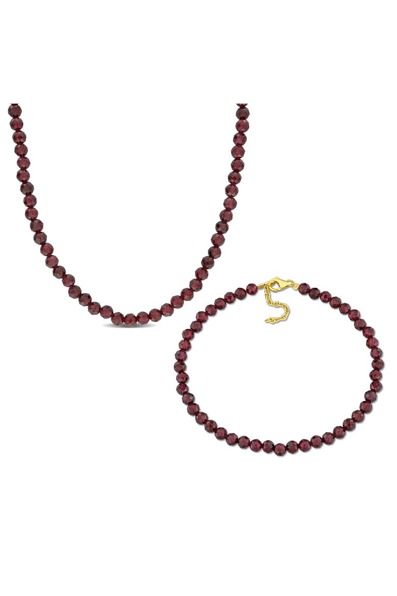 Garnet Beaded Necklace & Bracelet Set, Main, color, RED