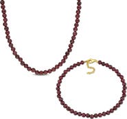 DELMAR Garnet Beaded Necklace & Bracelet Set