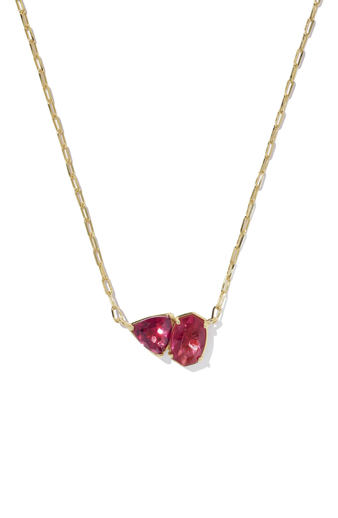 Kendra Scott Tatum Pendant Necklace In Gold Burgundy Mix