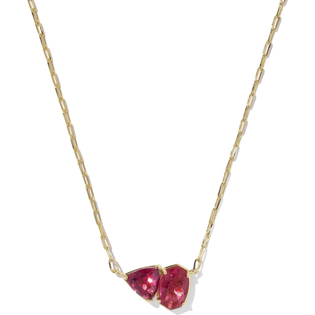 Kendra Scott Tatum Pendant Necklace In Gold Burgundy Mix