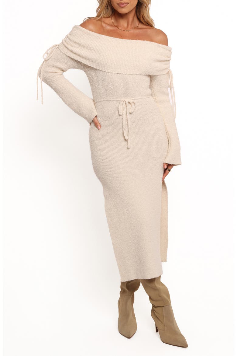 Annabelle Off the Shoulder Midi Sweater Dress, Main, color, WHITE
