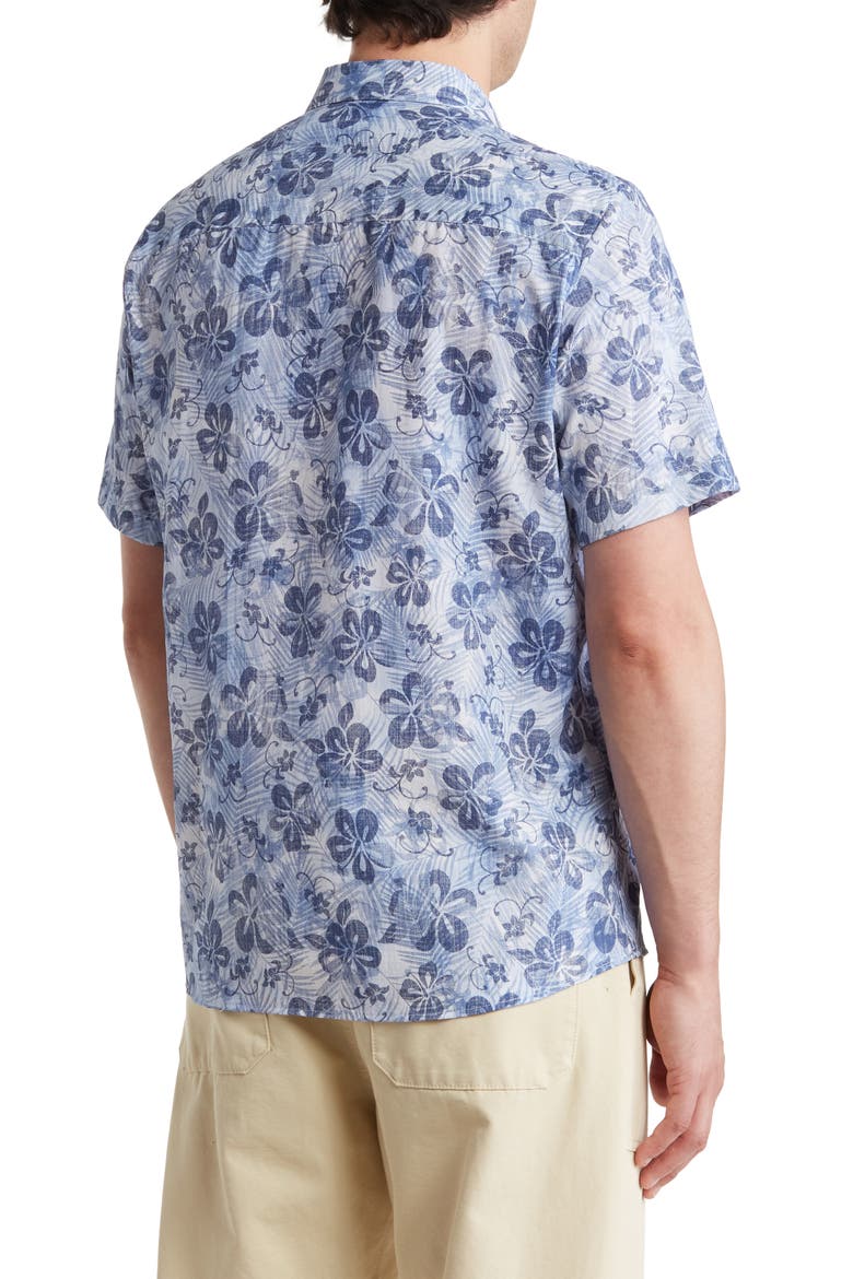 Balto Floral Short Sleeve Button-Up Shirt, Alternate, color, BLUE