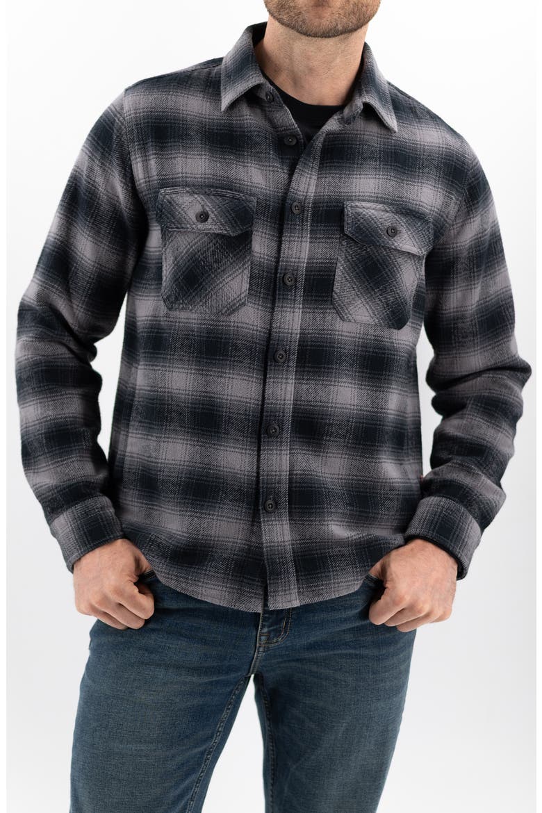 Plaid Cotton Flannel CPO Shirt Jacket, Main, color, CHARCOAL
