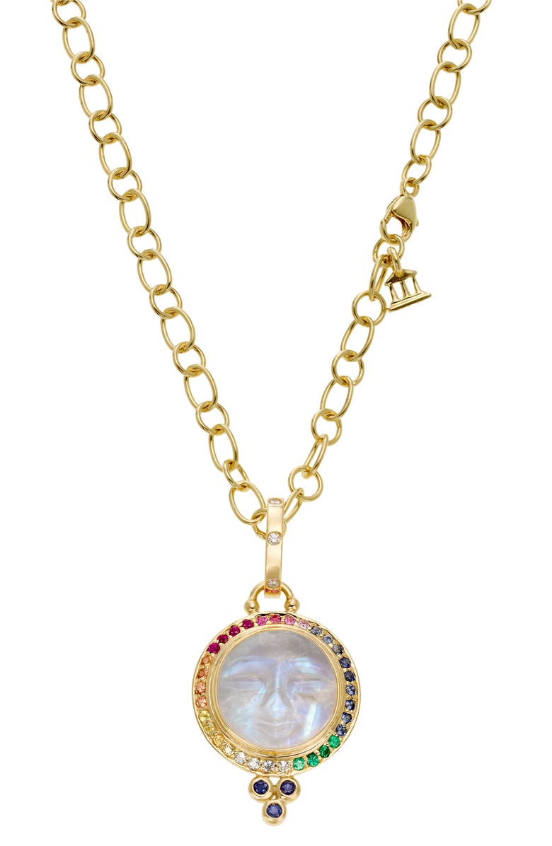Temple St. Clair 18k Gold Moon Face Pendant Necklace, Main, color, 