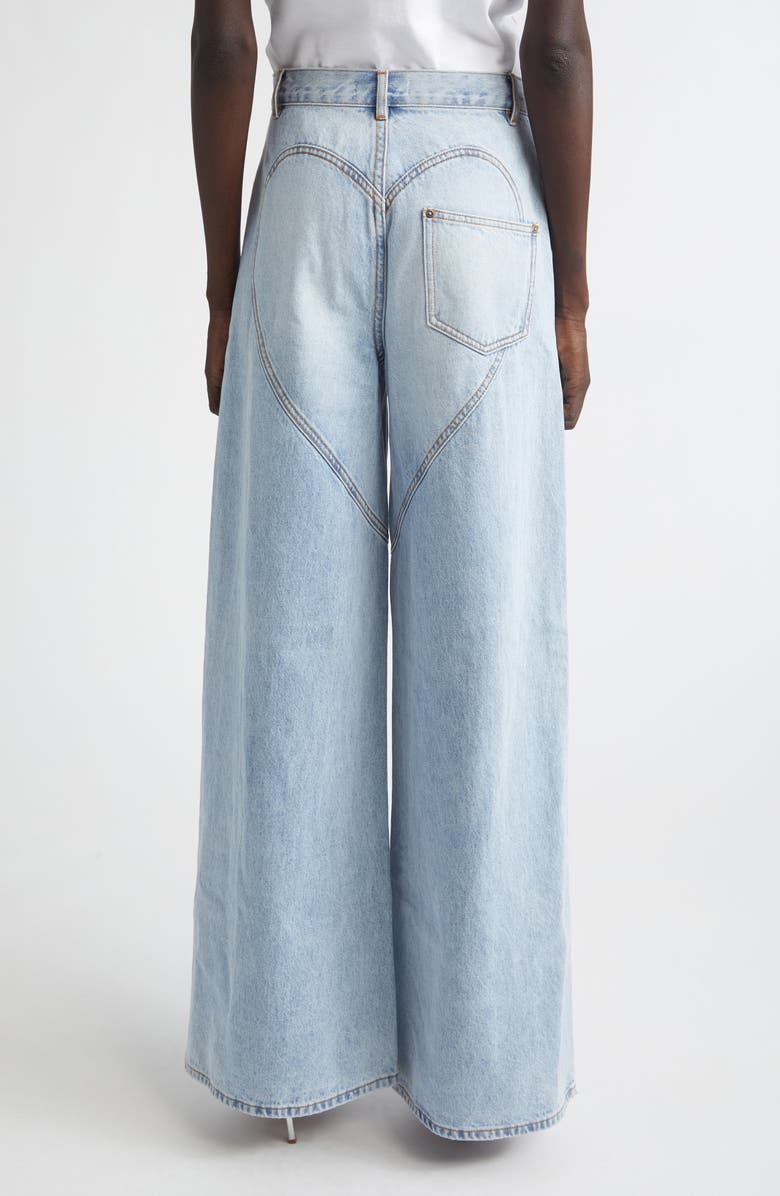 Area Crystal Slit Cotton Denim Wide Legs Jeans, Alternate, color, Light Blue