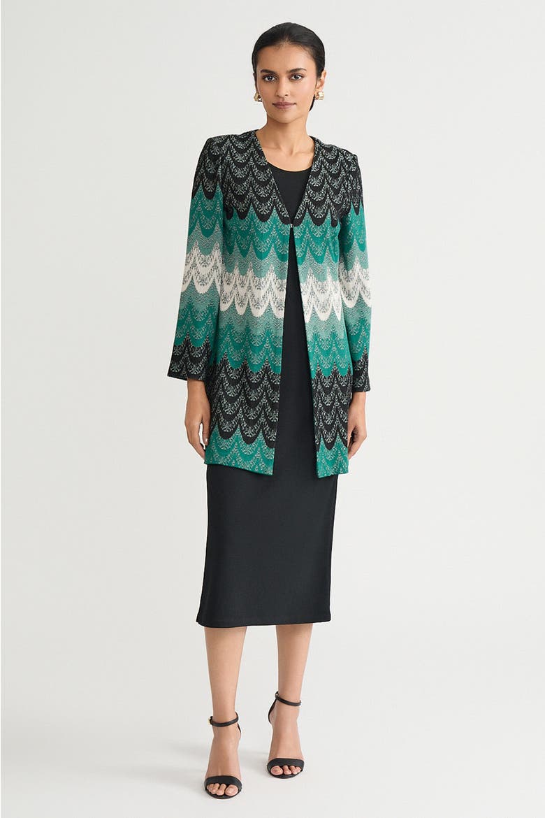 Heritage Scalloped Jacquard Soft Knit Jacket, Alternate, color, Everest/Twig/Black/Ivory