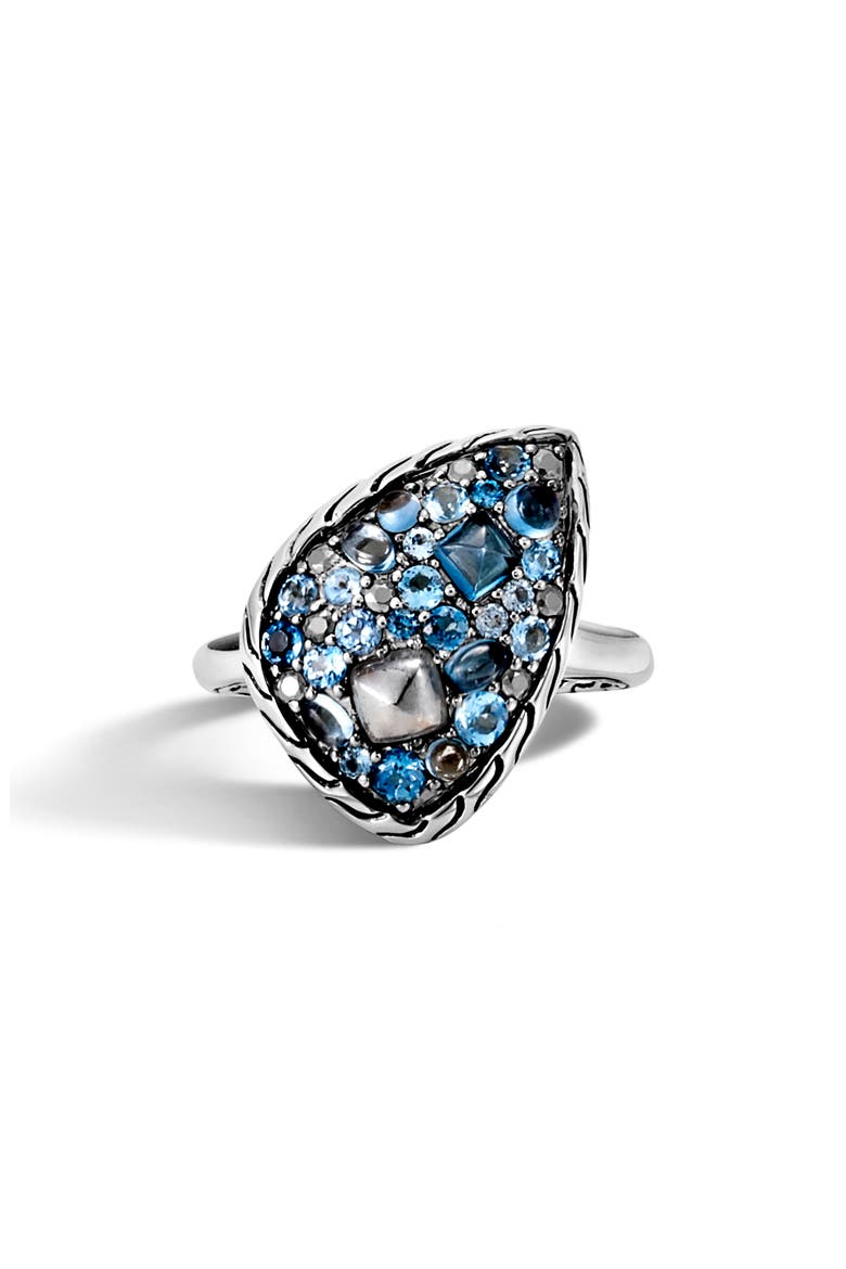 Classic Chain Small Stone Ring, Main, color, SILVER/ BLUE TOPAZ