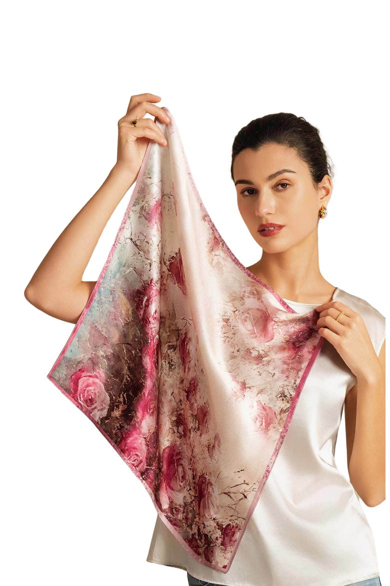 Pure Silk Delicate Square Scarf, Alternate, color, Medium Pink