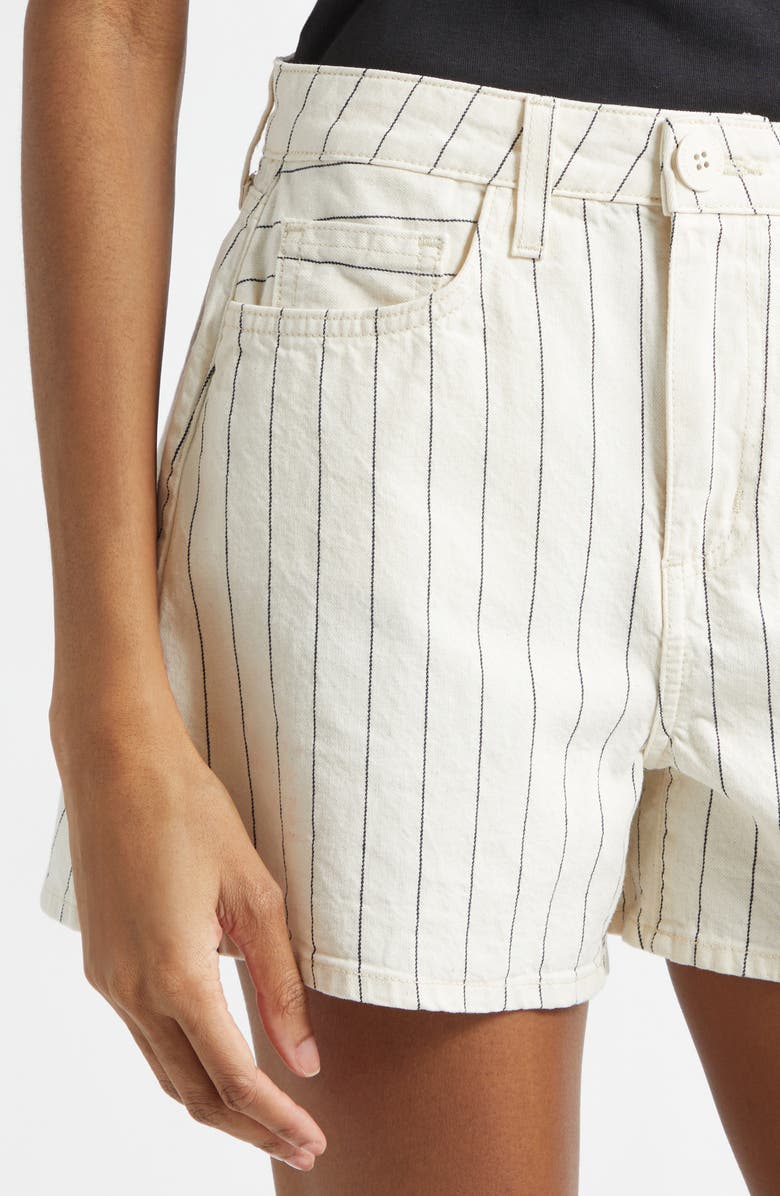 L'AGENCE Lissania Pinstripe Shorts, Alternate, color, Ecru/ Navy Stripe