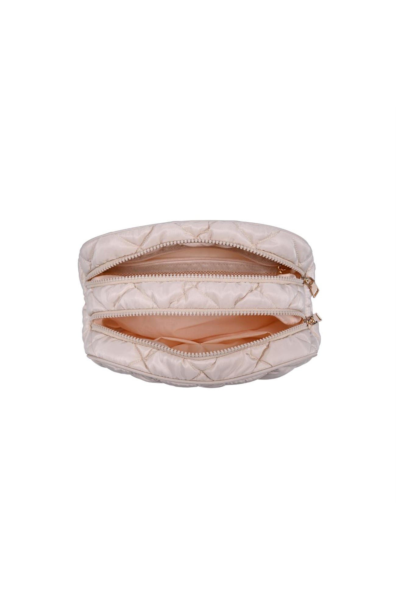 Daily Duo- Quited Puffer Cosmetic & Travel Organizer Pouch, Alternate, color, Cream