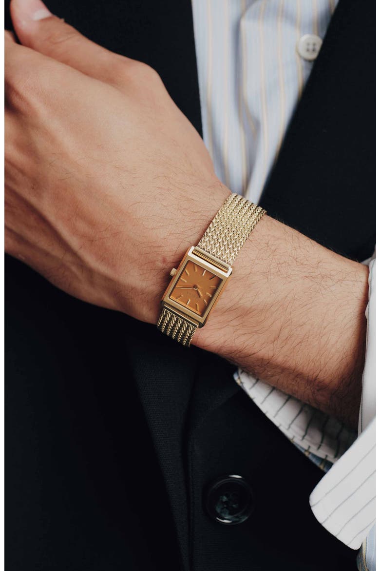 Virgil Tethered Mesh Strap Watch, 20mm, Alternate, color, 18K GOLD