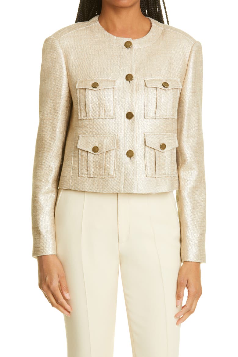 Trisca Boxy Cargo Crop Jacket, Main, color, NATURAL