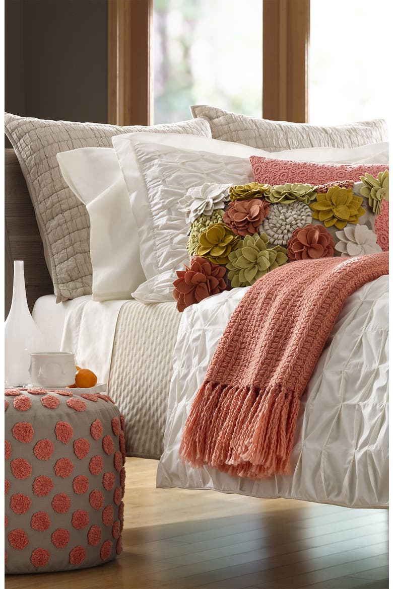 'Tufted Spots' Pouf, Alternate, color, CORAL BISQUE MULTI