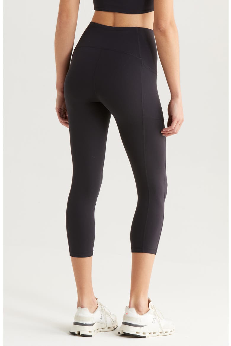 Studio Luxe High Waist Pocket Crop Leggings, Alternate, color, BLACK