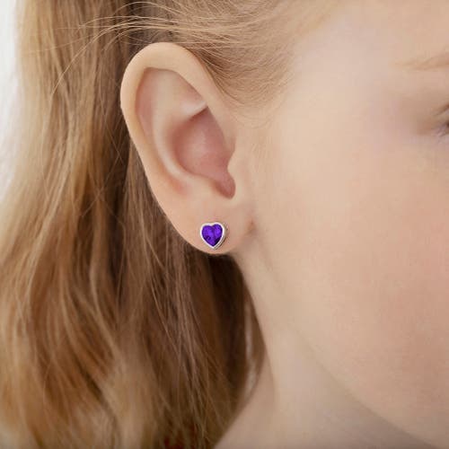 Shop In Season Jewelry Bezel Cubic Zirconia Heart Earrings In Purple