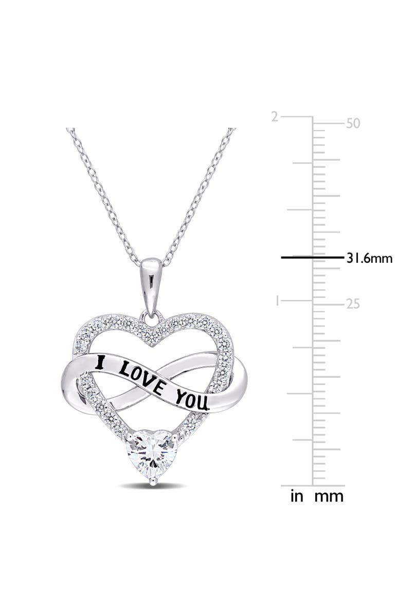 Julianna B. Cubic Zirconia Infinity Heart Necklace, Alternate, color, Sterling Silver