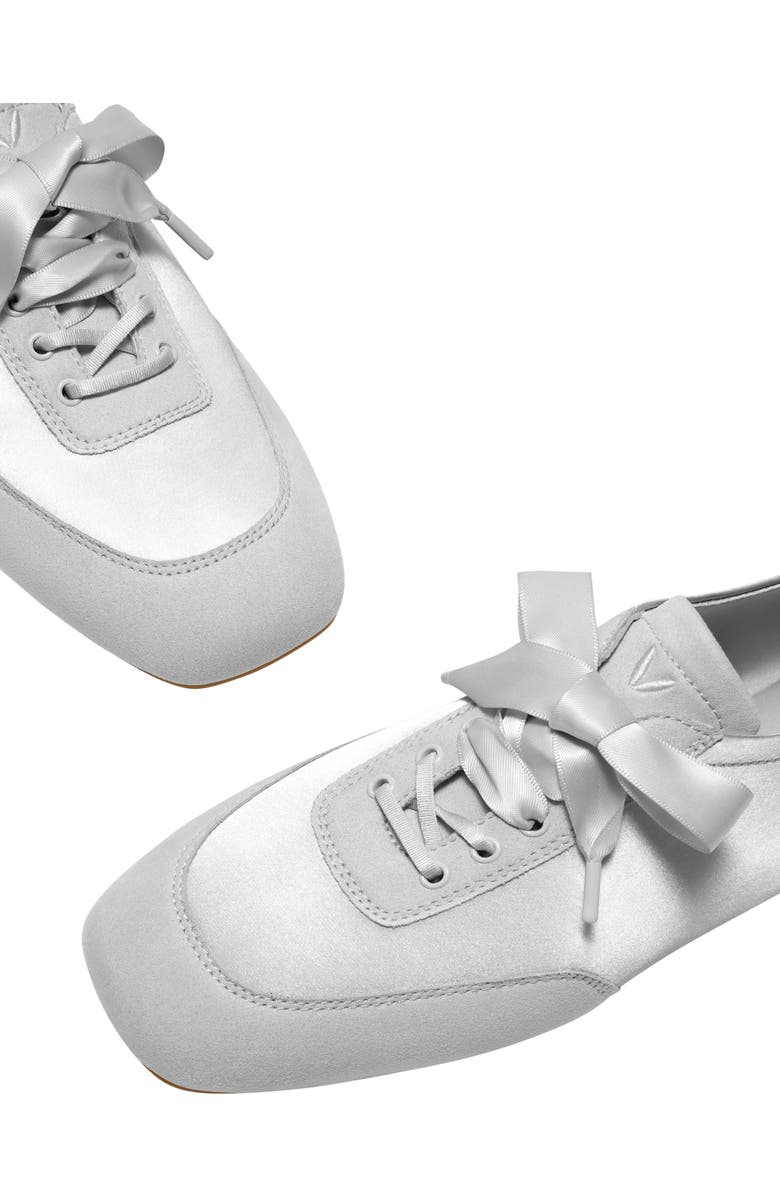 VIVAIA Square-Toe Lace-Up Satin Sneakerina, Alternate, color, Grey Silver