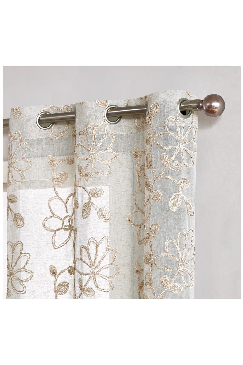 Set of 2 Embroidered Sheer Curtain Panels, Alternate, color, LINEN