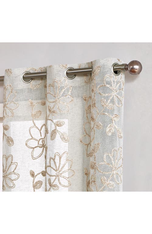 Dainty Home Set Of 2 Embroidered Sheer Curtain Panels In Neutral