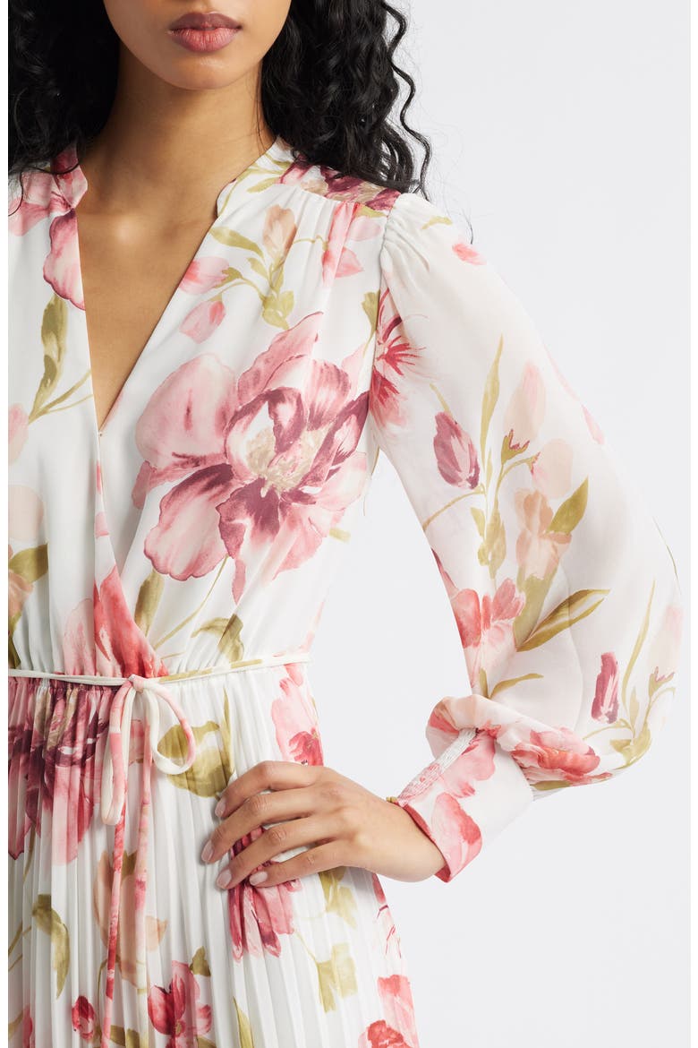 Saskia Long Sleeve Faux Wrap Dress, Alternate, color, BLUSH LYELL FLORAL