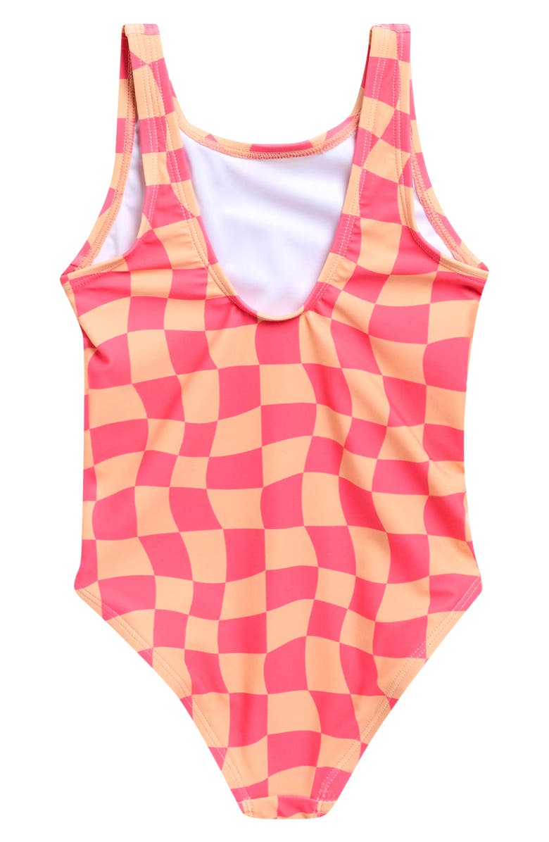 SEAESTA SURF Kids' Wavy Checks One-Piece Swimsuit, Alternate, color, Hot Pink