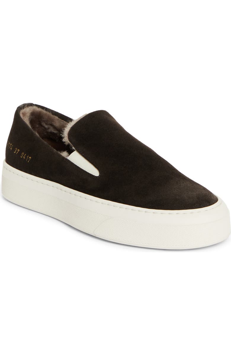 Common Projects Suede & Genuine Shearling Slip-On Sneaker, Main, color,