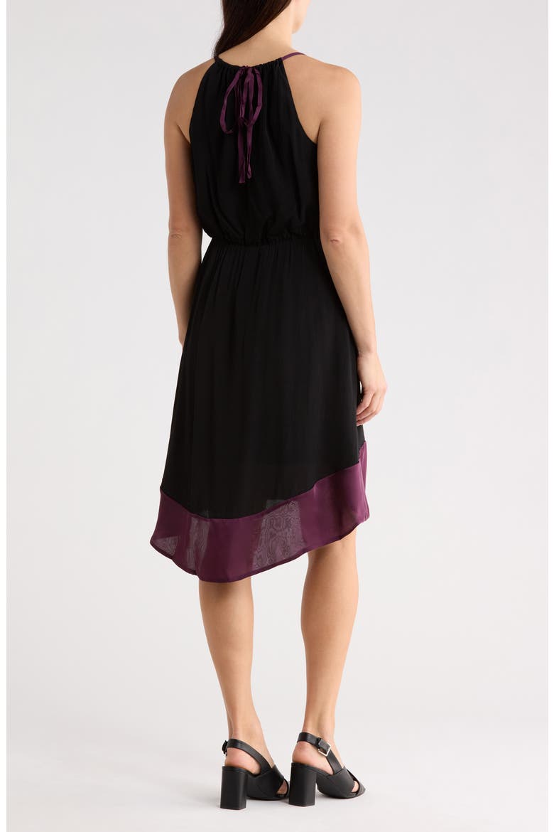 Colorblock Halter Dress, Alternate, color, BLACK
