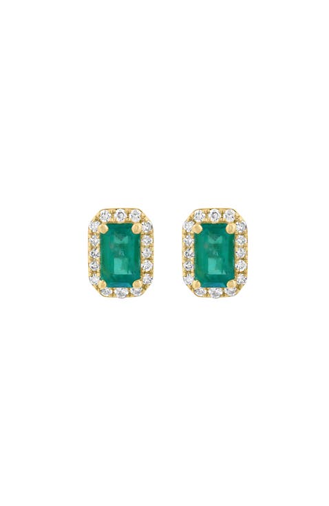 14K Yellow Gold Emerald Elegance Stud Earrings