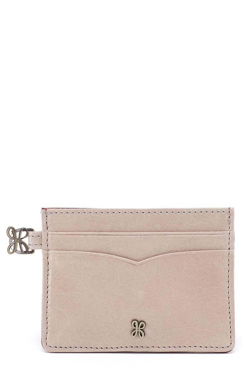 HOBO Charm Leather Card Case, Main, color, Stone Gloss