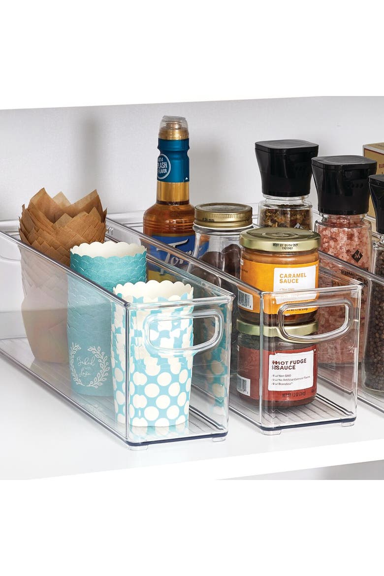 Plastic Stackable Pantry Bin with Handles, Set of 2, Clear, Made in USA, Alternate, color, Clear