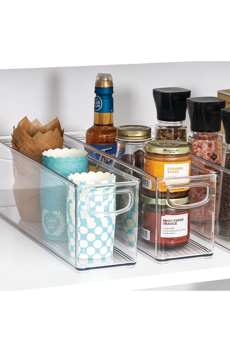 iDesign Plastic Stackable Pantry Bin with Handles, Set of 2, Clear, Made in USA, Alternate, color, Clear