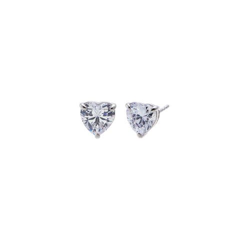 CZ Solitaire Heart Stud Earring