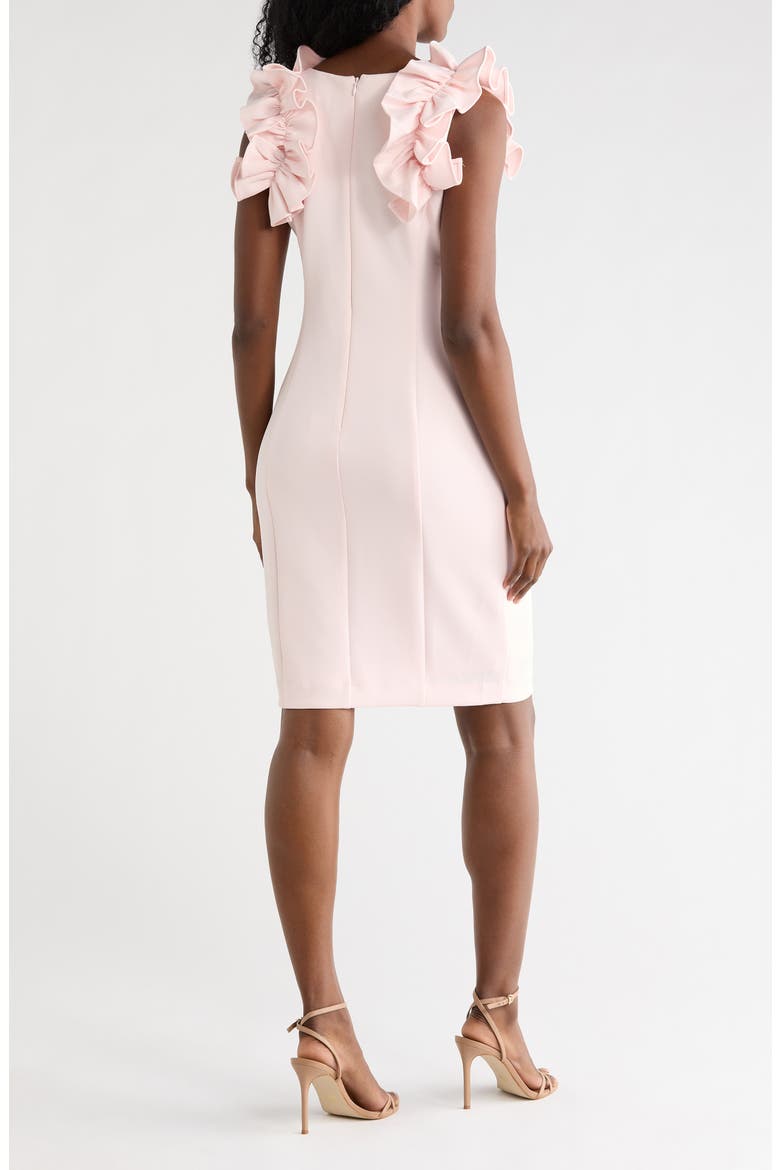 Donna Ricco Ruffle Shoulder Sheath Dress, Alternate, color, PETAL