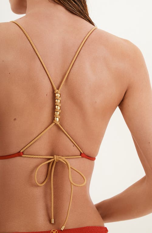 Vix Swimwear Firenze Paige T-back Beaded Triangle Bikini Top In Red