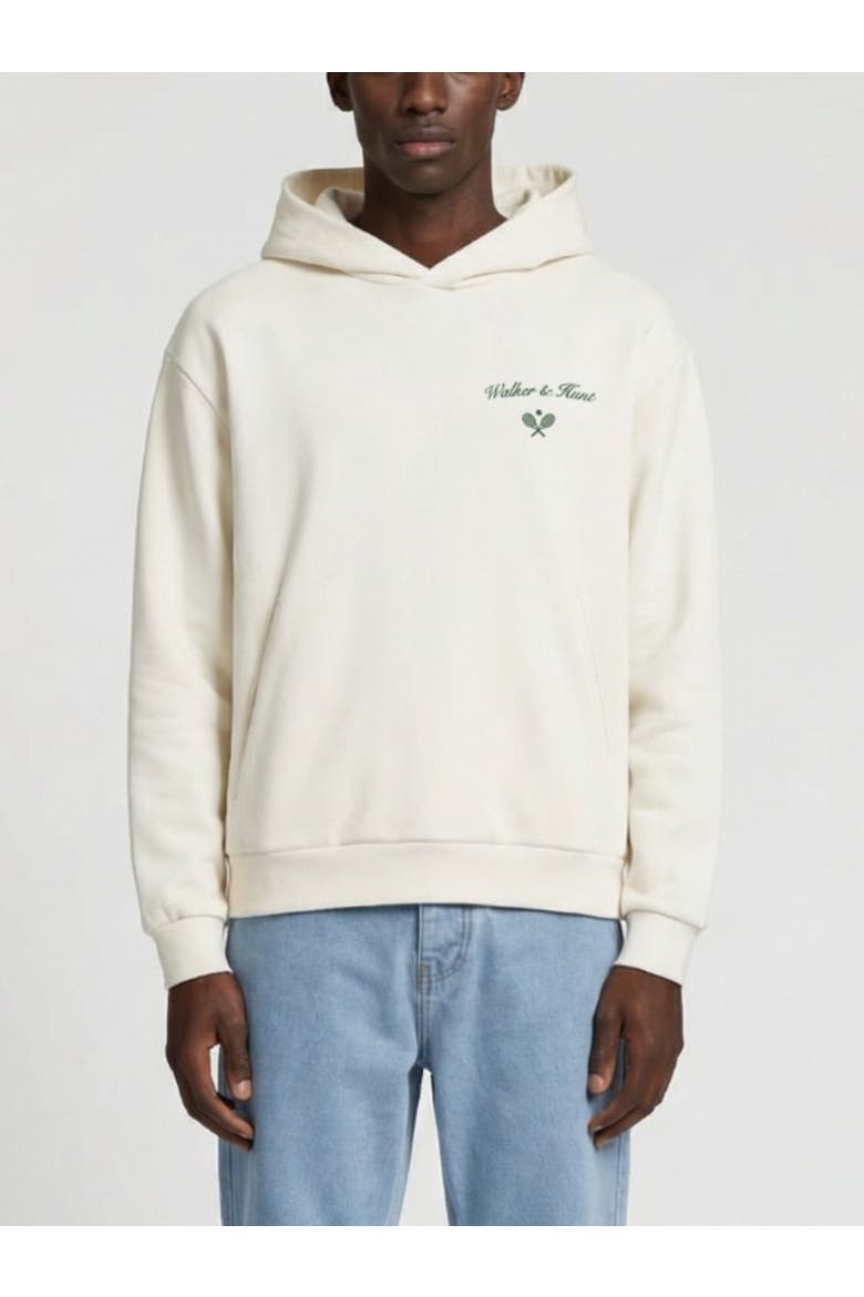 Relaxed St Tropez Tennis Print Hoodie, Main, color, Cream