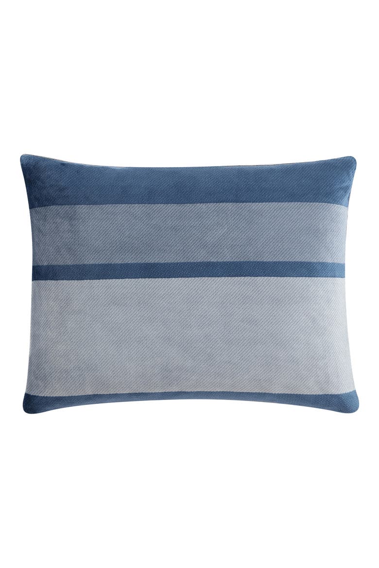 Linden Stripe Plush Comforter Set, Alternate, color, NAVY