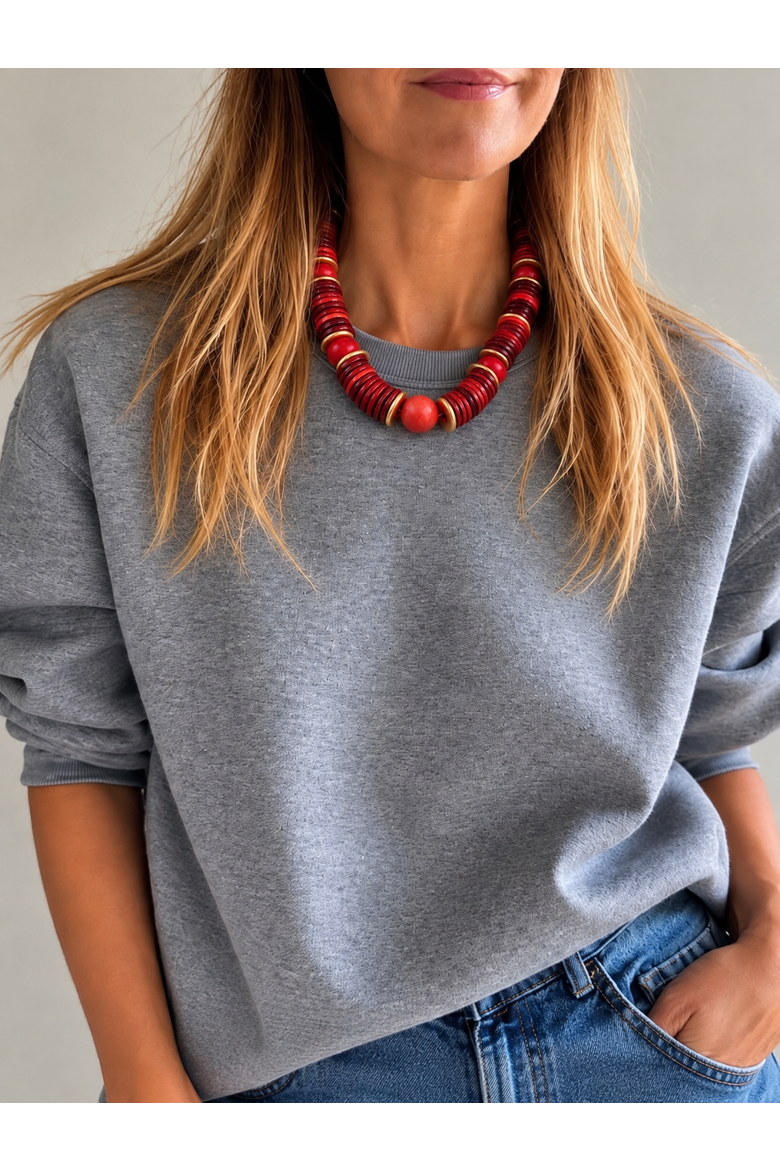 Red Hot Chili Pepper Beaded Necklace, Alternate, color, Red