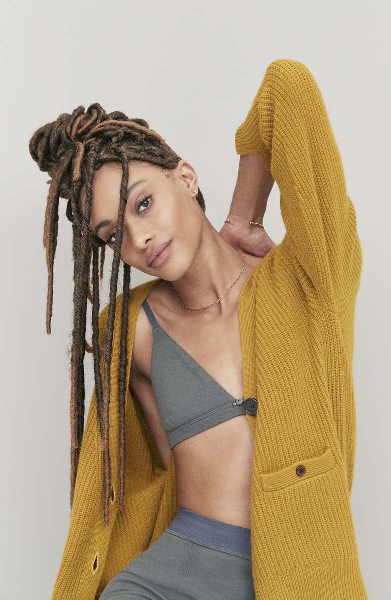 SKIMS Pointelle Logo Triangle Bralette, Alternate, color, 