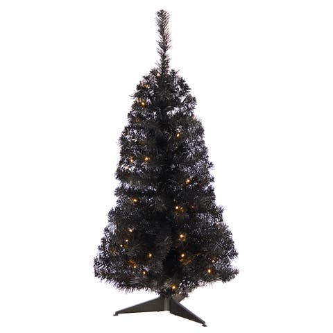 3-ft Black Artificial Christmas Tree with 50 LED Lights and 118 Bendable Branches