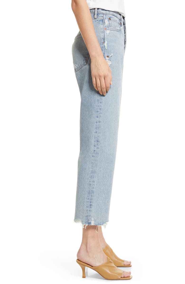 AGOLDE '90s High Waist Frayed Crop Organic Cotton Jeans, Alternate, color,