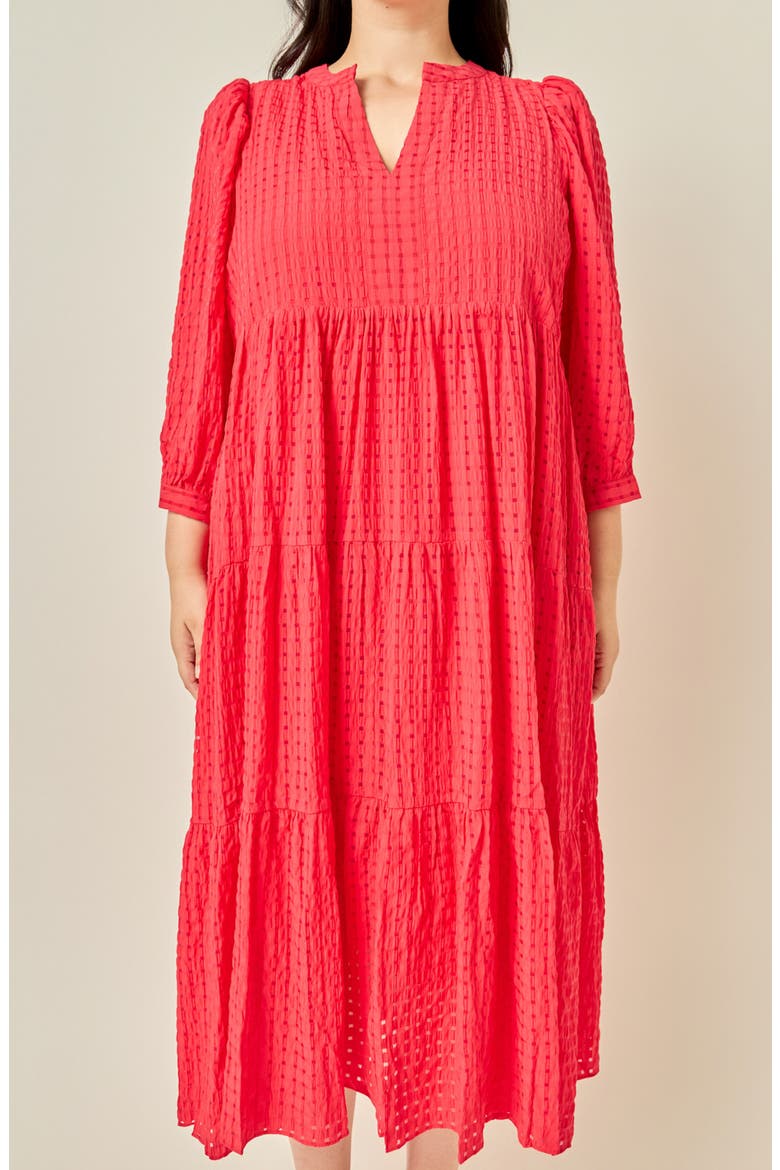 Tiered Midi Dress, Alternate, color, RED