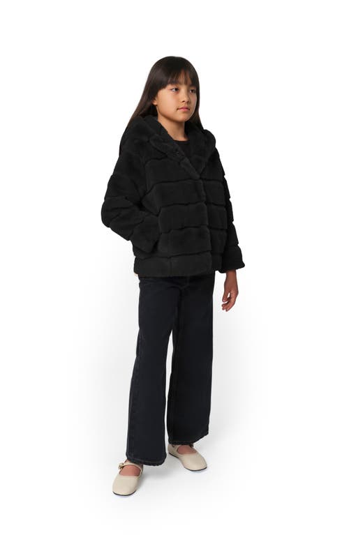 Apparis Kids' Goldy Recycled Polyester Pluche™ Faux Fur Coat In Black