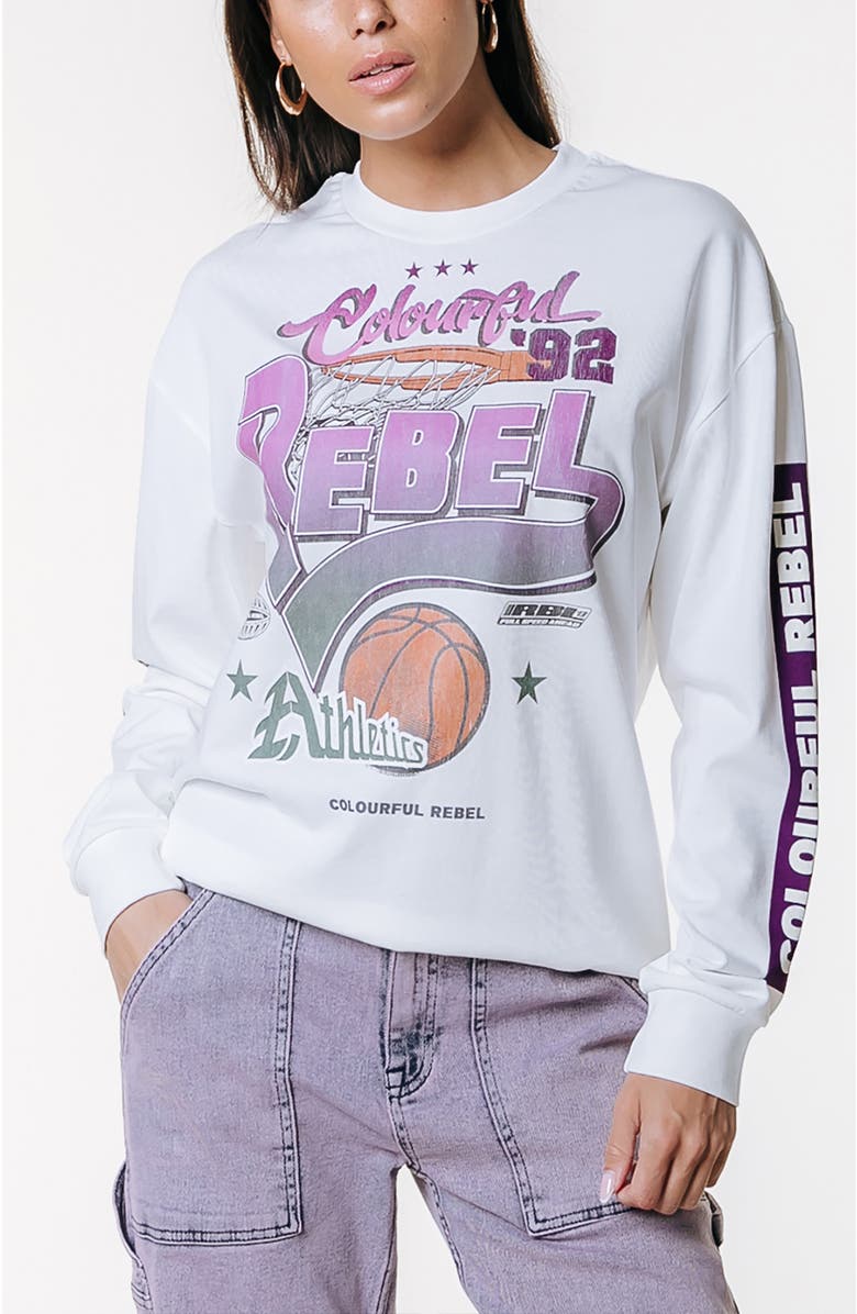 Colourful Rebel Rebel Baseball Longsleeve Tee, Main, color, White