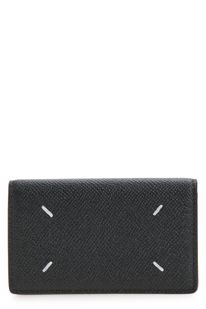 Leather card case, Main, color, BLACK