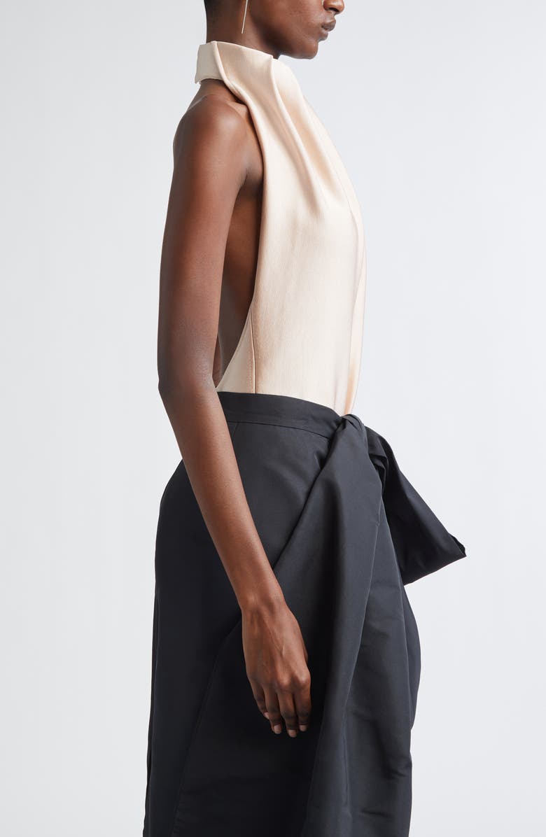 Givenchy Pleated Silk & Wool Blend Halter Bodysuit, Alternate, color, 667-Nude