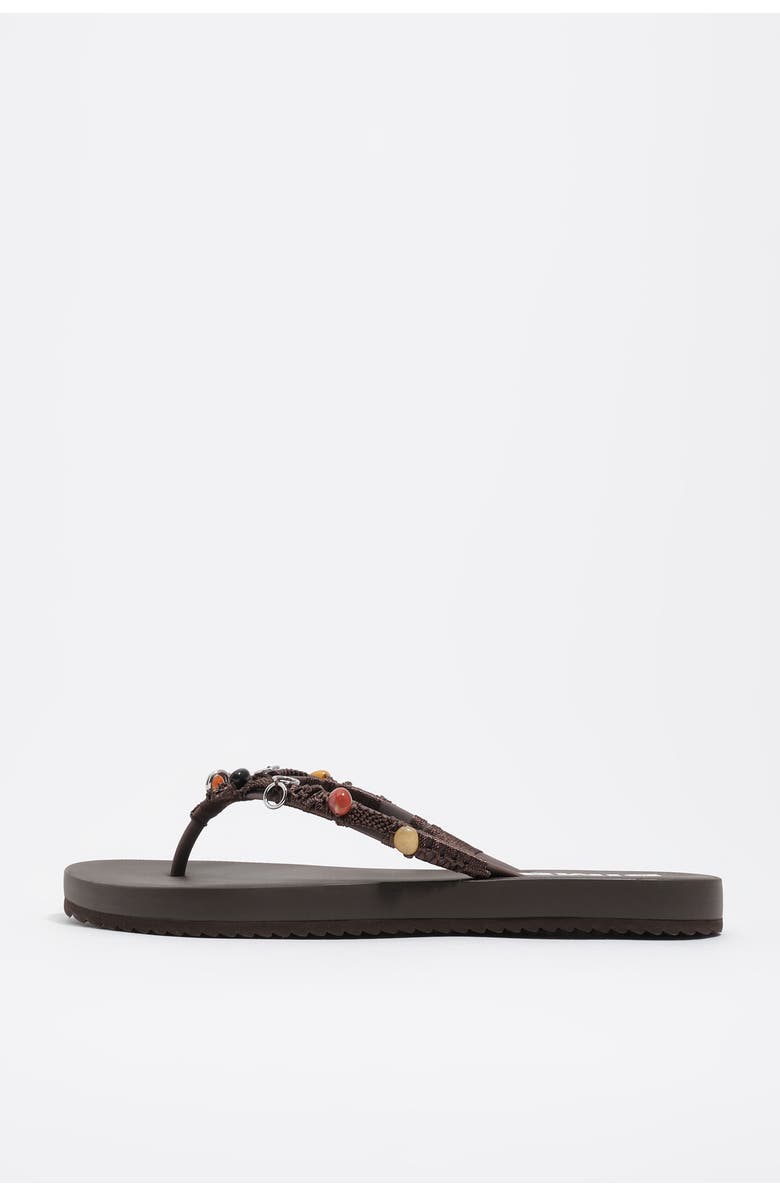 Bimba y Lola Embellished Flip-Flop Sandal, Main, color, Dark Brown